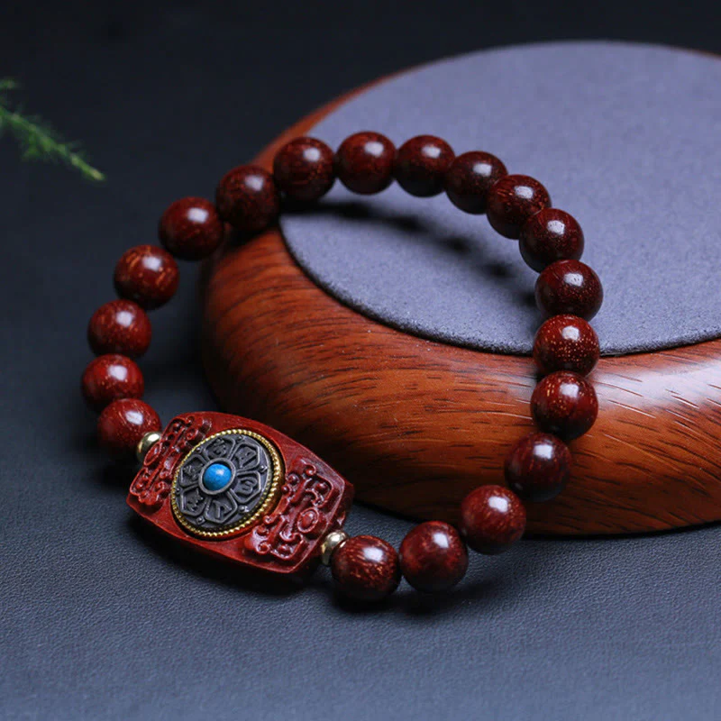 Buddha Stones Piccola foglia Sandalo rosso Sandalo verde Sei vere parole Bracciale della pace - Image 3