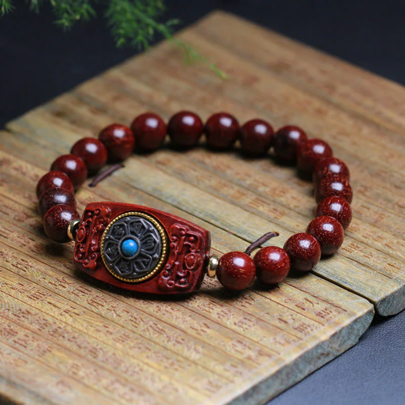 Buddha Stones Piccola foglia Sandalo rosso Sandalo verde Sei vere parole Bracciale della pace - Image 8