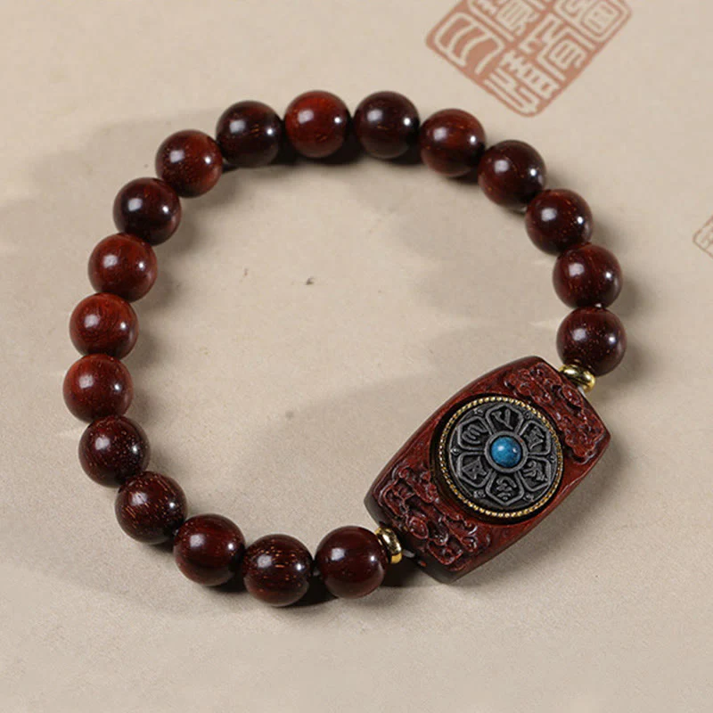 Buddha Stones Piccola foglia Sandalo rosso Sandalo verde Sei vere parole Bracciale della pace - Image 9