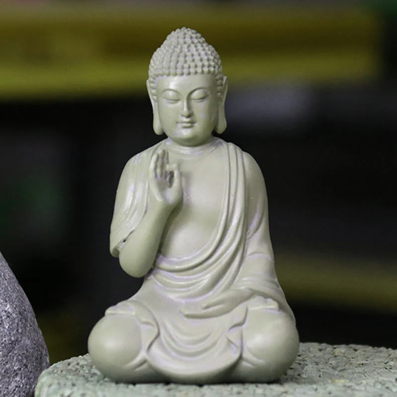 Buddha Stones Piccola Meditazione Preghiera Statua del Buddha in Resina Compassione Decorazione della scrivania di casa - Image 2