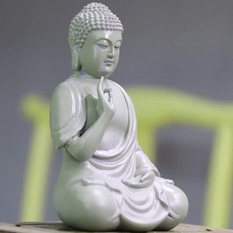 Buddha Stones Piccola Meditazione Preghiera Statua del Buddha in Resina Compassione Decorazione della scrivania di casa - Image 3