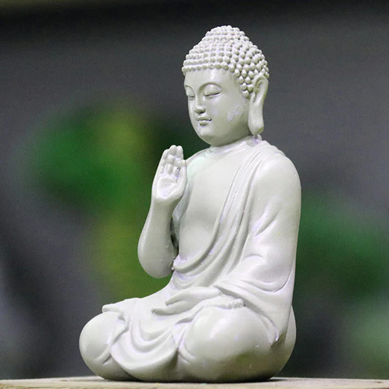 Buddha Stones Piccola Meditazione Preghiera Statua del Buddha in Resina Compassione Decorazione della scrivania di casa - Image 4