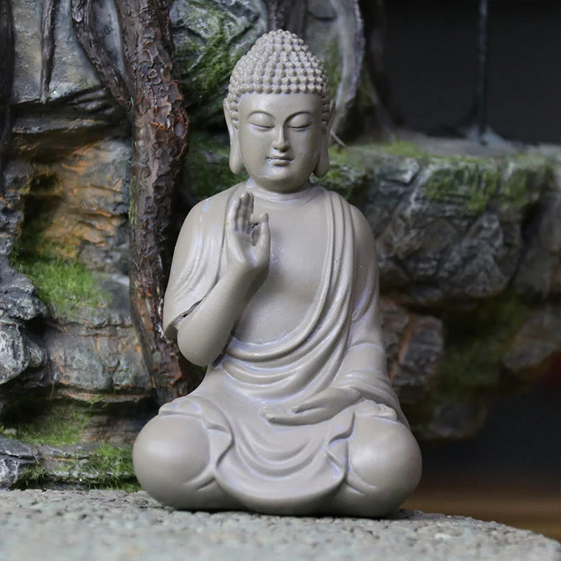 Buddha Stones Piccola Meditazione Preghiera Statua del Buddha in Resina Compassione Decorazione della scrivania di casa - Image 7