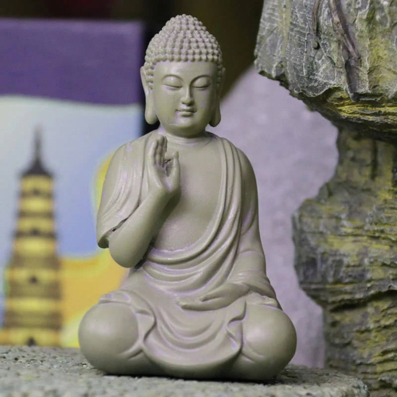 Buddha Stones Piccola Meditazione Preghiera Statua del Buddha in Resina Compassione Decorazione della scrivania di casa - Image 8