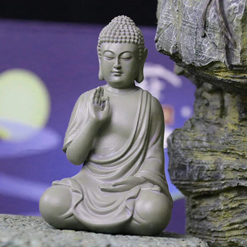 Buddha Stones Piccola Meditazione Preghiera Statua del Buddha in Resina Compassione Decorazione della scrivania di casa - Image 9