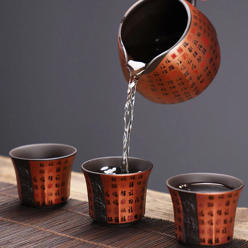 Buddha Stones Piccola Tazza da tè in ceramica viola con carattere Fu Tazza da tè Kung Fu 50 ml - Image 9