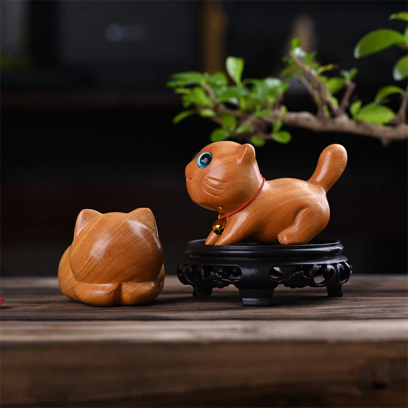 Buddha Stones piccole, carine, sicure di sé, gatto addormentato, sandalo, guarigione, decorazione per la casa - Image 11