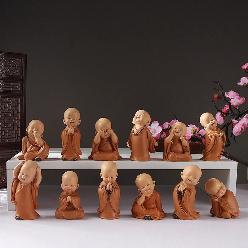 Buddha Stones Piccole Mini Meditazione Monaco Prega Serenità Resina Decorazione per la casa