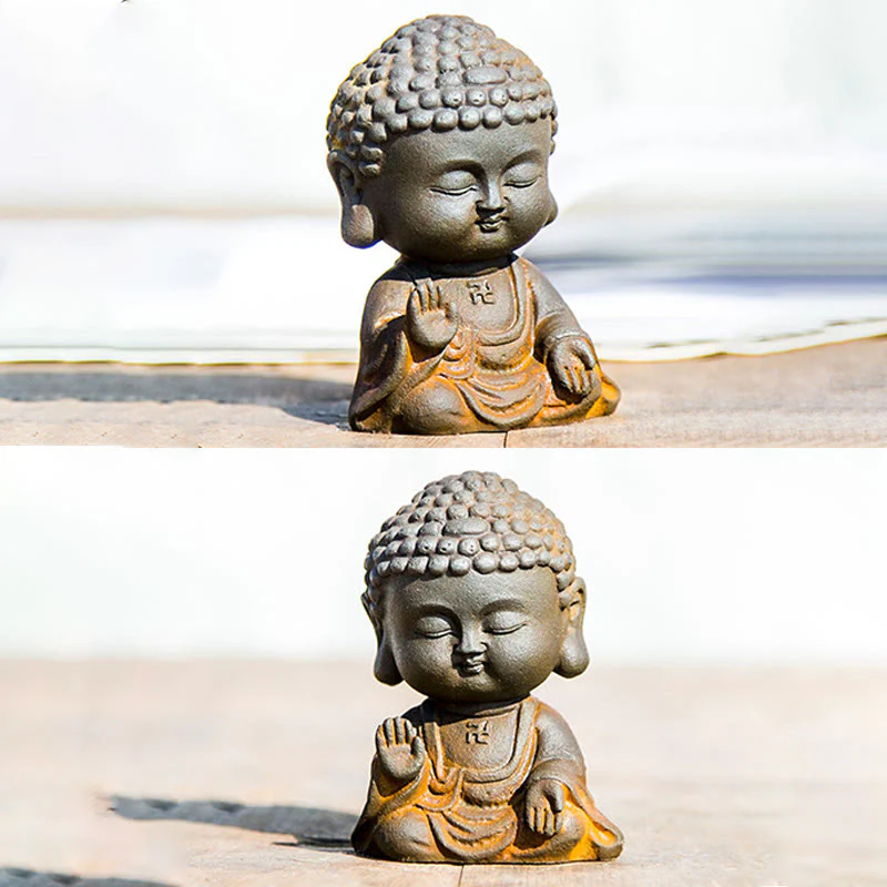 Buddha Stones Piccolo Buddha in Meditazione Statua in Resina Ruggine Polvere di Ferro Decorazione per la Casa - Image 16