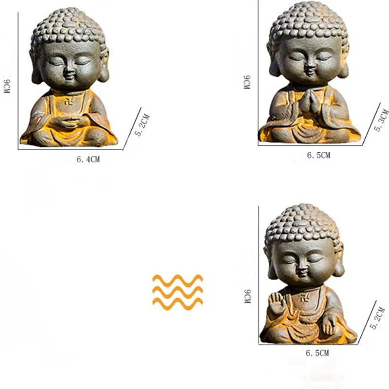 Buddha Stones Piccolo Buddha in Meditazione Statua in Resina Ruggine Polvere di Ferro Decorazione per la Casa - Image 6