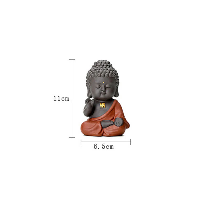 Buddha Stones Piccolo Buddha Serenity Argilla Viola Decorazione della scrivania di casa - Image 17
