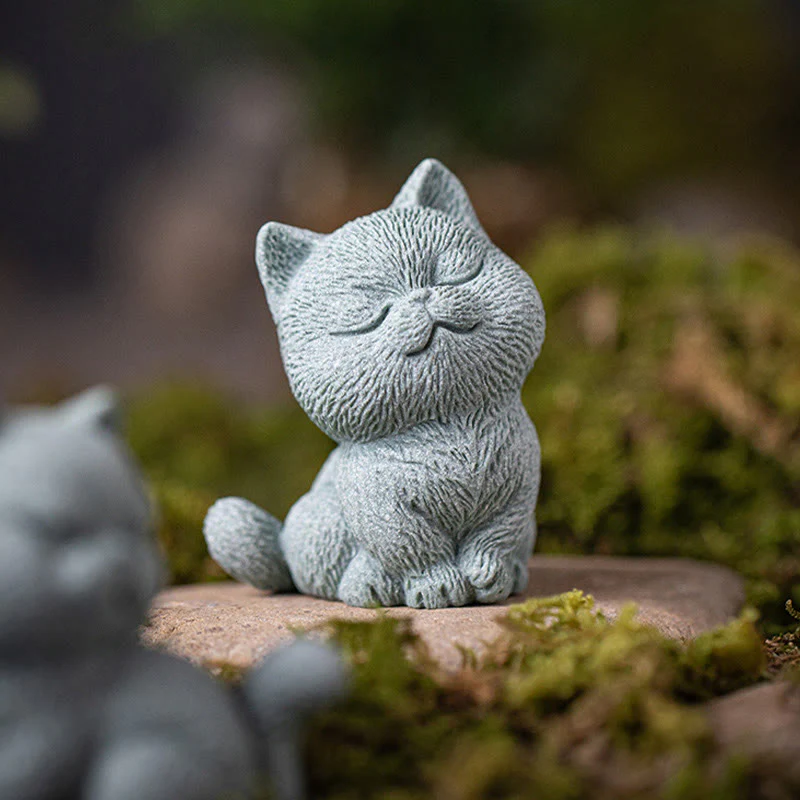 Buddha Stones Piccolo Gatto Casa Tè Animale Domestico Figurina Decorazione Scrivania
