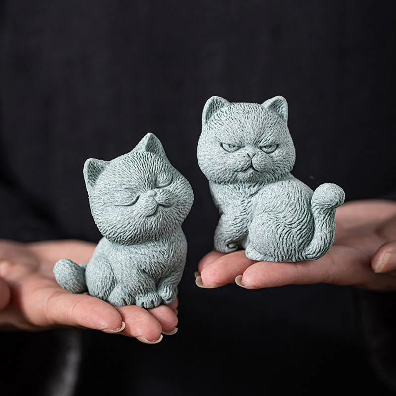 Buddha Stones Piccolo Gatto Casa Tè Animale Domestico Figurina Decorazione Scrivania - Image 11