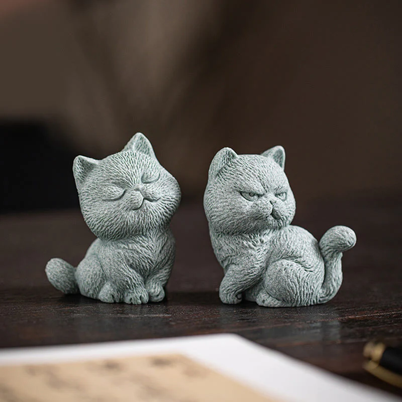 Buddha Stones Piccolo Gatto Casa Tè Animale Domestico Figurina Decorazione Scrivania - Image 13
