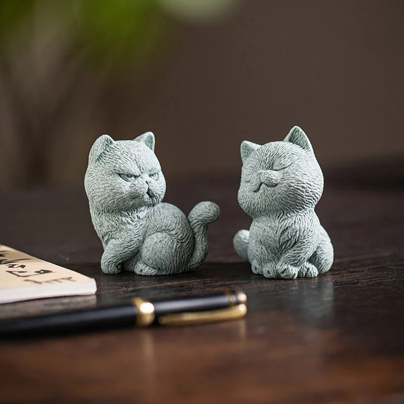 Buddha Stones Piccolo Gatto Casa Tè Animale Domestico Figurina Decorazione Scrivania - Image 14