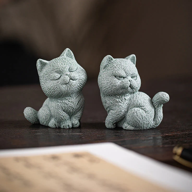 Buddha Stones Piccolo Gatto Casa Tè Animale Domestico Figurina Decorazione Scrivania - Image 16