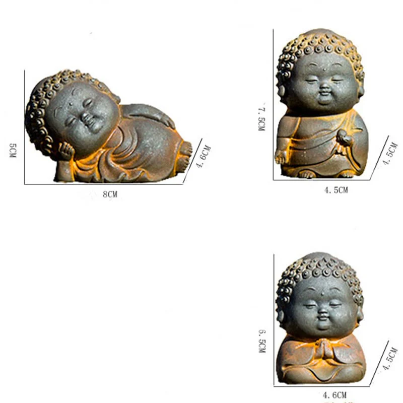 Buddha Stones Piccolo In Piedi Sdraiato Seduto Carino Buddha Polvere di Ferro Ruggine Statua in Resina Decorazione per la Casa - Image 8