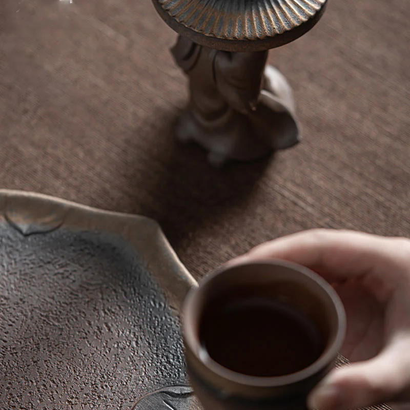 Buddha Stones Piccolo monaco marrone Cappello Colino Ceramica Accessori per il tè Figurina Zen Casa Scrivania Decorazione - Image 10