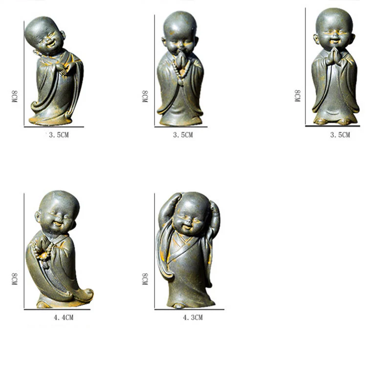 Buddha Stones Piccolo Monaco Meditante Ferro Polvere Ruggine Statua Resina Decorazione Scrivania - Image 20