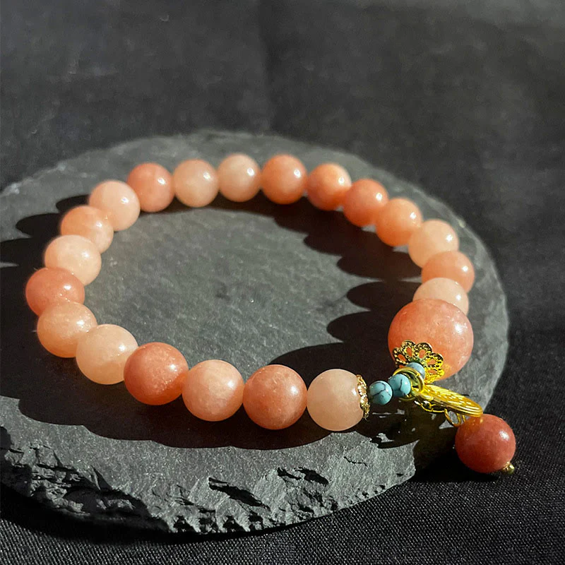 Buddha Stones Pietra arancione naturale Turchese Fu Character Charm Bracciale fortuna - Image 11