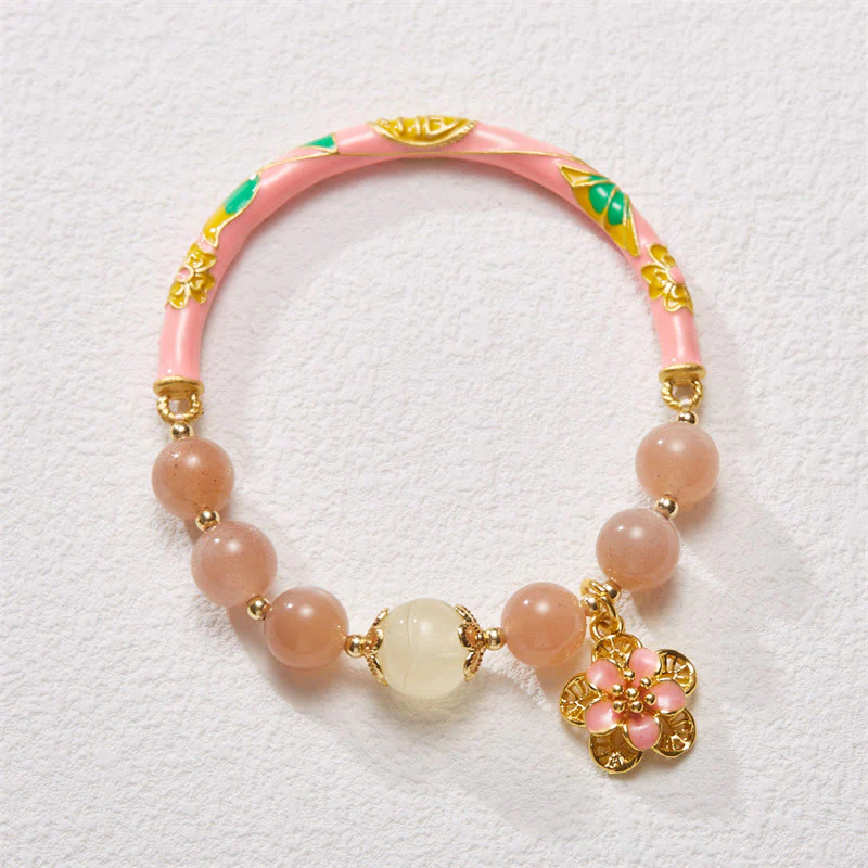 Buddha Stones Pietra del sole naturale Giada di seta dorata Fiore Charm Bracciale della ricchezza Braccialetto