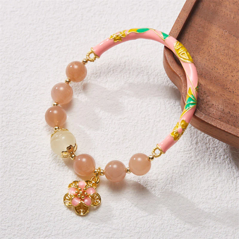 Buddha Stones Pietra del sole naturale Giada di seta dorata Fiore Charm Bracciale della ricchezza Braccialetto - Image 2