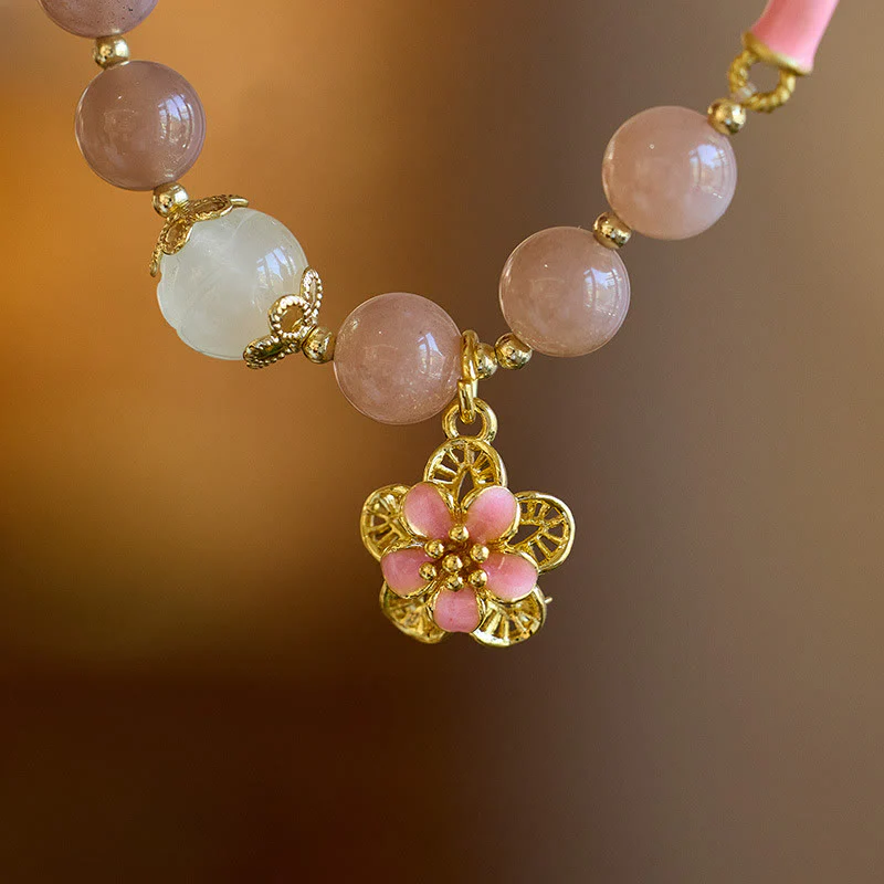 Buddha Stones Pietra del sole naturale Giada di seta dorata Fiore Charm Bracciale della ricchezza Braccialetto - Image 3