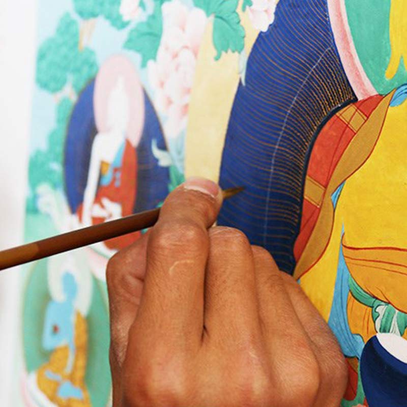 Buddha Stones Pittura Thangka tibetana, benedizione, decorazione fatta a mano - Image 6