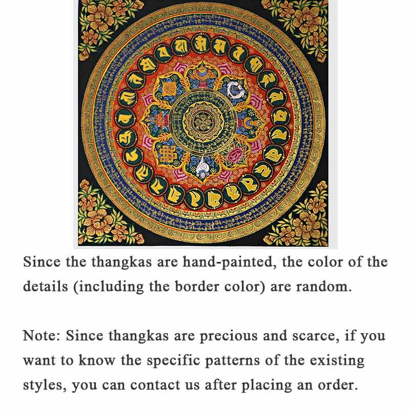 Buddha Stones , pittura tibetana Thangka, Om Mani Padme Hum, scrittura, decorazione fatta a mano (stile casuale) - Image 2