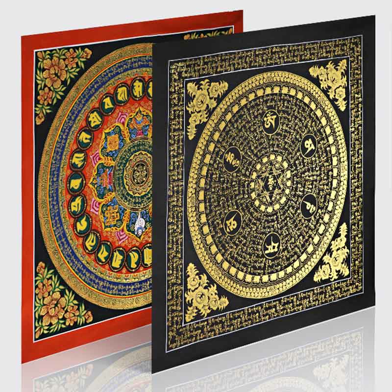Buddha Stones , pittura tibetana Thangka, Om Mani Padme Hum, scrittura, decorazione fatta a mano (stile casuale) - Image 4