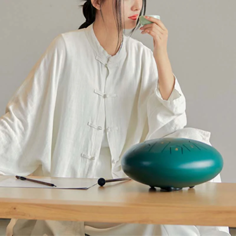 Buddha Stones Plain Frog-Bottone Design Camicia Zen Tai Chi Meditazione Top Abbigliamento Cotone Lino Giacca - Image 13