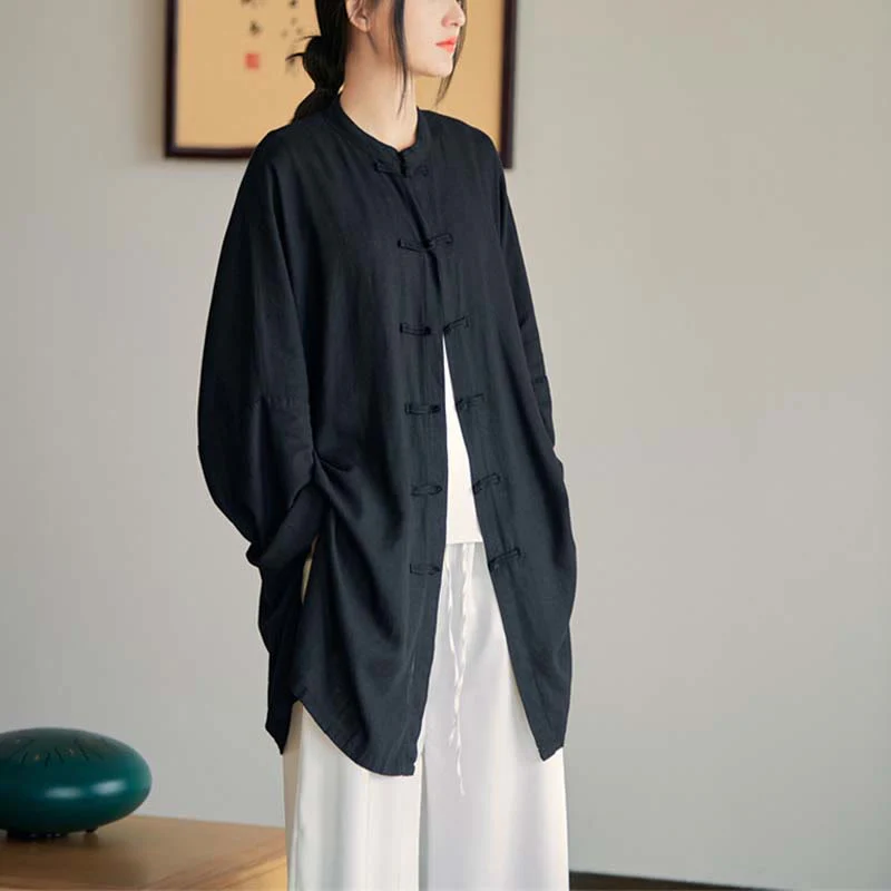 Buddha Stones Plain Frog-Bottone Design Camicia Zen Tai Chi Meditazione Top Abbigliamento Cotone Lino Giacca - Image 29