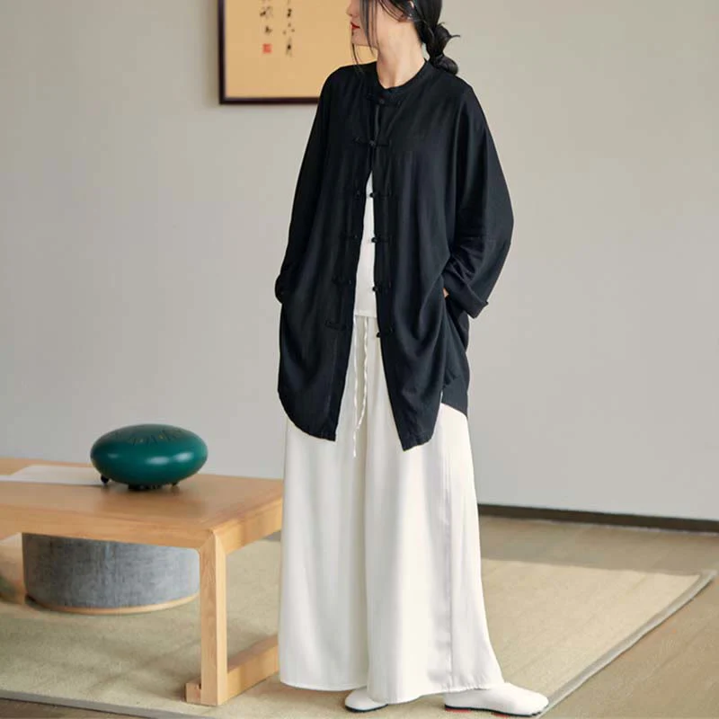 Buddha Stones Plain Frog-Bottone Design Camicia Zen Tai Chi Meditazione Top Abbigliamento Cotone Lino Giacca - Image 32
