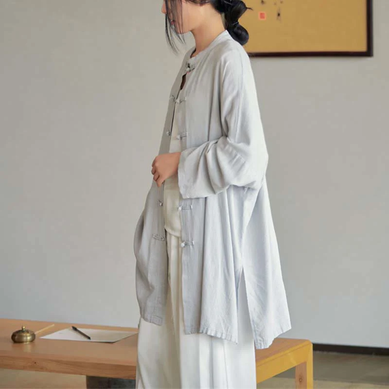Buddha Stones Plain Frog-Bottone Design Camicia Zen Tai Chi Meditazione Top Abbigliamento Cotone Lino Giacca - Image 5
