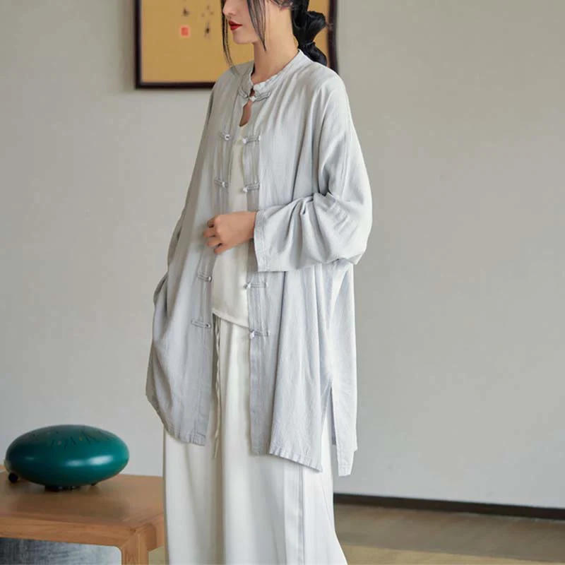 Buddha Stones Plain Frog-Bottone Design Camicia Zen Tai Chi Meditazione Top Abbigliamento Cotone Lino Giacca - Image 6