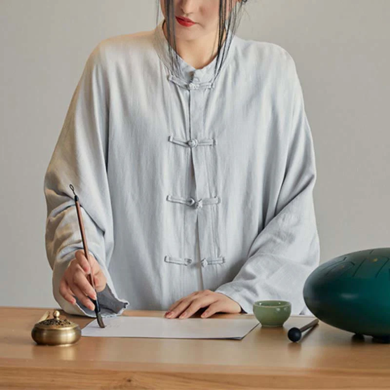 Buddha Stones Plain Frog-Bottone Design Camicia Zen Tai Chi Meditazione Top Abbigliamento Cotone Lino Giacca - Image 7