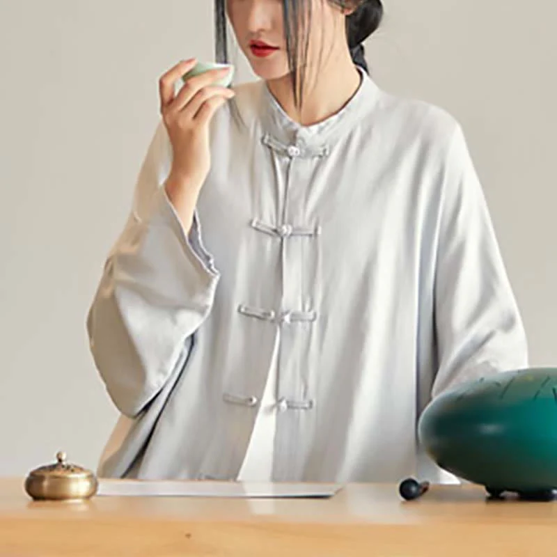Buddha Stones Plain Frog-Bottone Design Camicia Zen Tai Chi Meditazione Top Abbigliamento Cotone Lino Giacca - Image 9