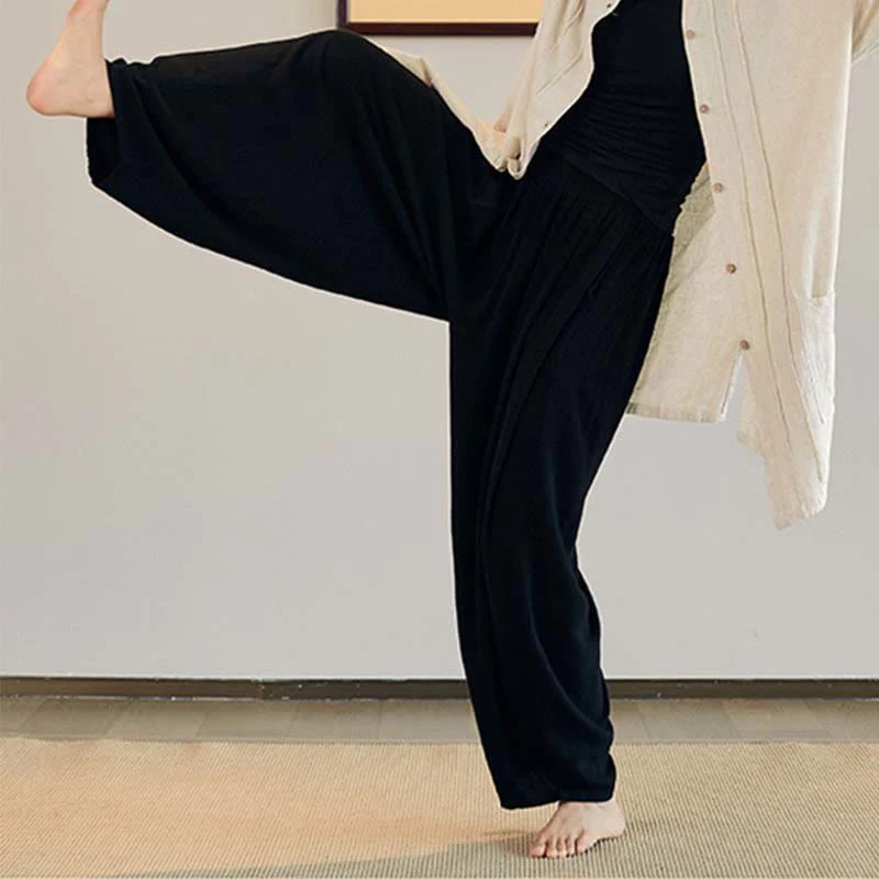 Buddha Stones Plain Long Sleeve Coat Jacket Top Pantaloni a gamba larga Zen Tai Chi Yoga Meditazione Abbigliamento - Image 11