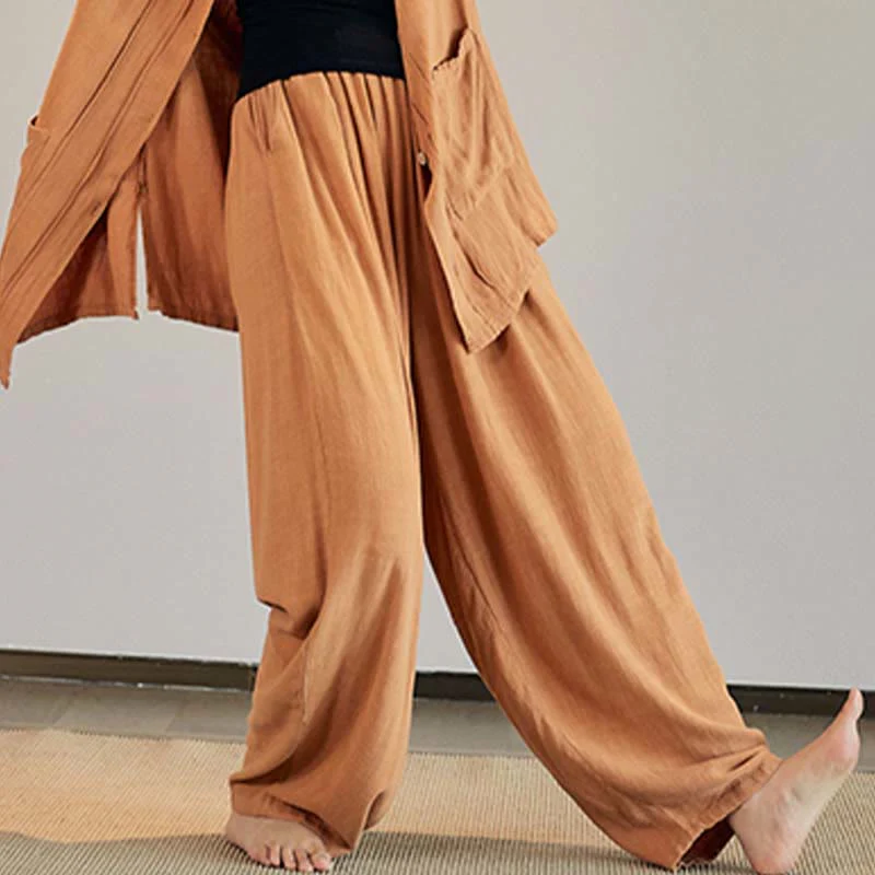 Buddha Stones Plain Long Sleeve Coat Jacket Top Pantaloni a gamba larga Zen Tai Chi Yoga Meditazione Abbigliamento - Image 25