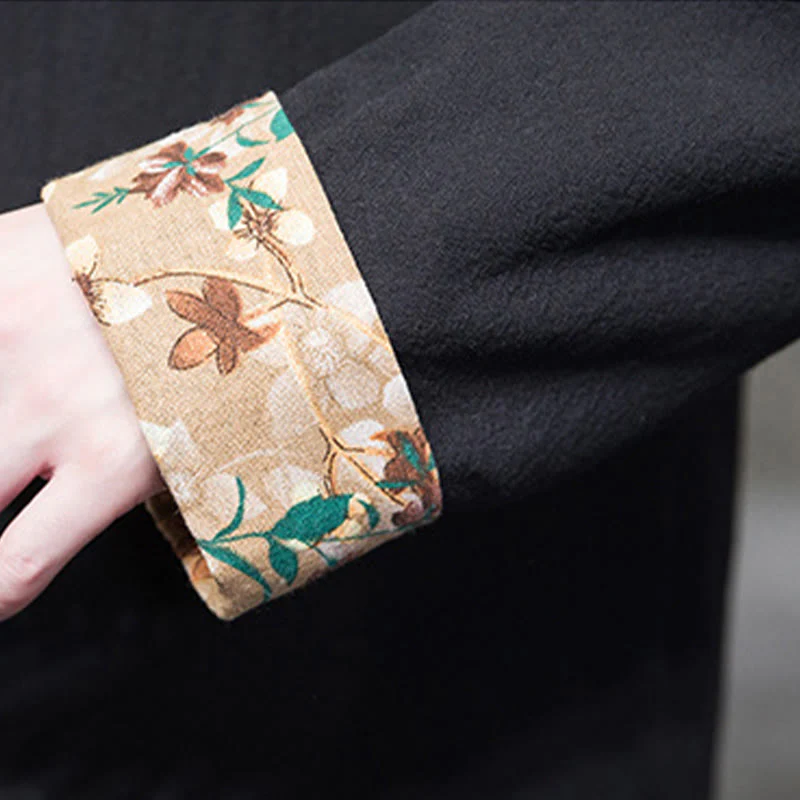 Buddha Stones Plum Blossom Ricamo Polsino Fiore Design Rana-bottoni Tang Suit Cotone Lino Giacca Camicia Uomo - Image 12
