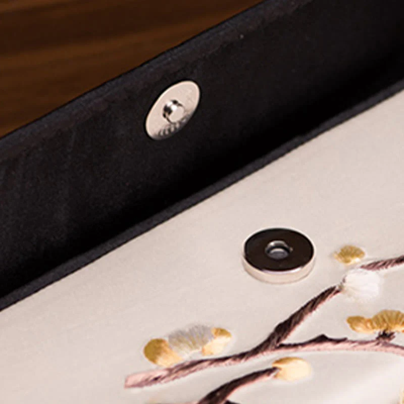 Buddha Stones Plum Bossom Su Ricamo Viaggio Shopping Borsa Lunga Borsa a Mano - Image 16