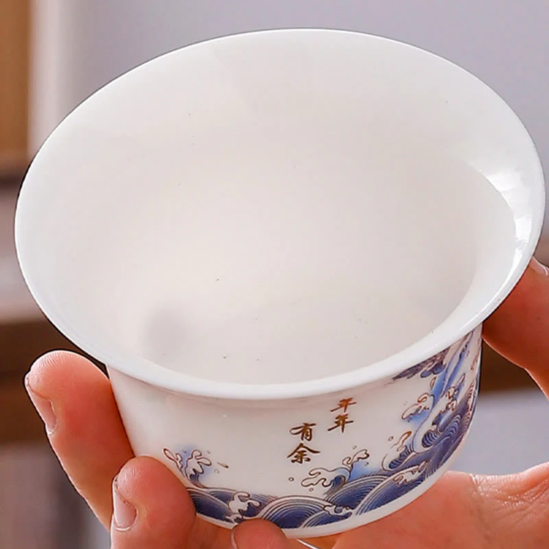 Buddha Stones porcellana bianca paesaggio di montagna campagna ceramica gaiwan tazza da tè kung fu tazza da tè e piattino con coperchio - Image 10