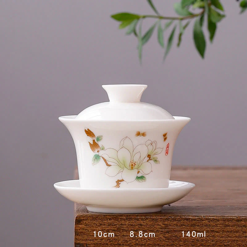 Buddha Stones porcellana bianca paesaggio di montagna campagna ceramica gaiwan tazza da tè kung fu tazza da tè e piattino con coperchio - Image 19