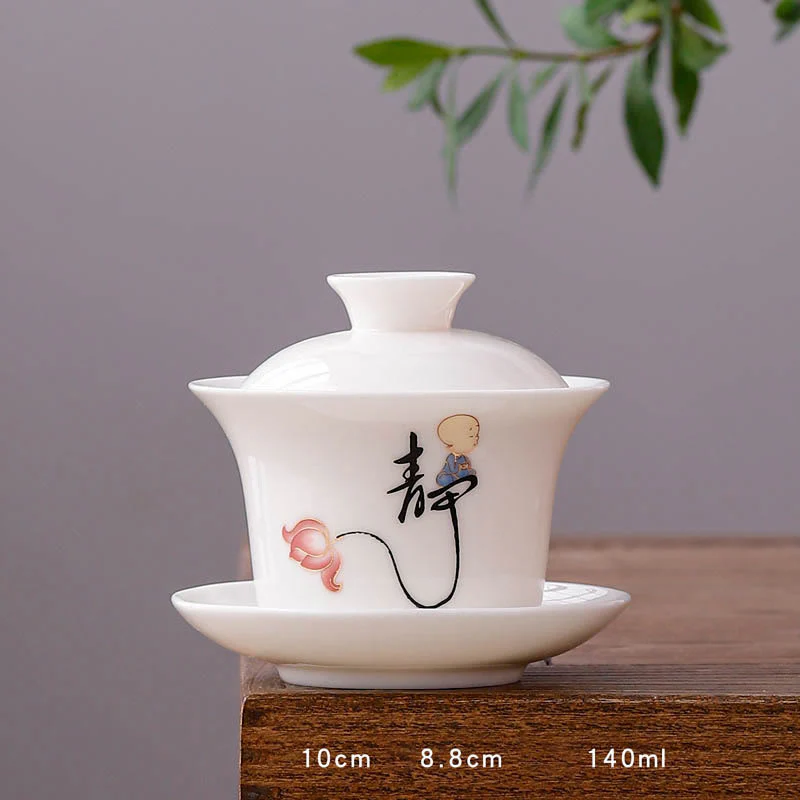 Buddha Stones porcellana bianca paesaggio di montagna campagna ceramica gaiwan tazza da tè kung fu tazza da tè e piattino con coperchio - Image 30
