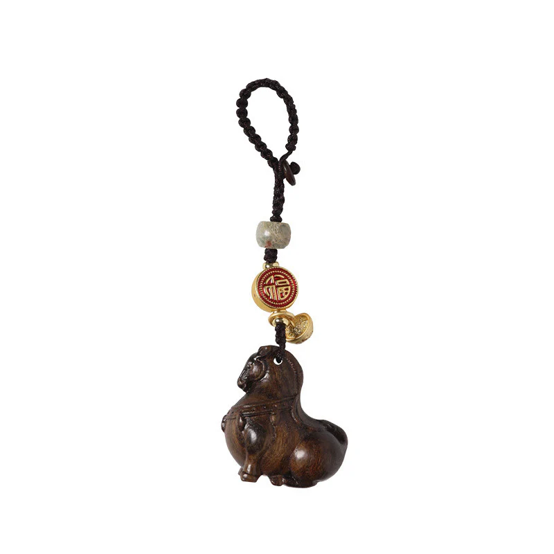 Buddha Stones Portachiavi con piccola foglia di sandalo rosso e vari tipi di sandalo, simbolo dell'anno del cavallo Fu - Image 15