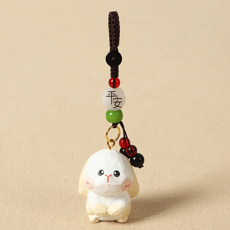 Buddha Stones Portachiavi in legno di tiglio inciso con zodiaco cinese, fiore di pruno, pace e sicurezza, Om Mani Padme Hum, simbolo positivo. - Image 19