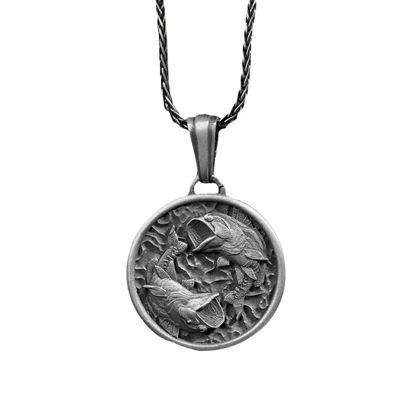Buddha Stones Pure Tin Lucidatura Koi Pesce Ricchezza Collana Pendente - Image 4