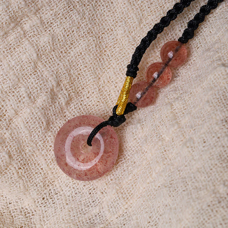 Buddha Stones Quarzo fragola Calcedonio Fibbia della pace Collana pendente curativa - Image 3