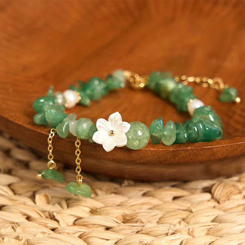 Buddha Stones Quarzo fragola naturale Quarzo fragola verde Braccialetto di guarigione di cristallo Super Seven Flower - Image 2