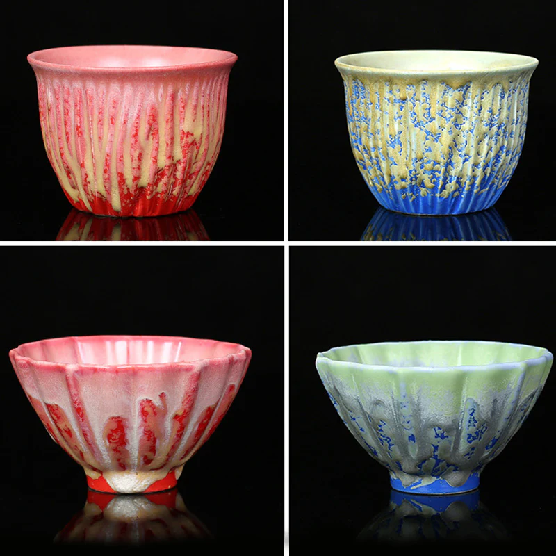 Buddha Stones Retro Blu Rosso Gradiente Loto Motivo Forno Cambia Tazza da Tè in Ceramica Kung Fu Tazza da Tè Ciotola - Image 18